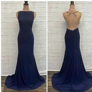 Alyce Paris Blue Backless Dress